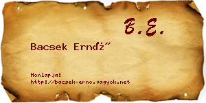 Bacsek Ernő névjegykártya