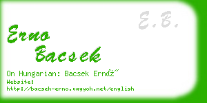 erno bacsek business card